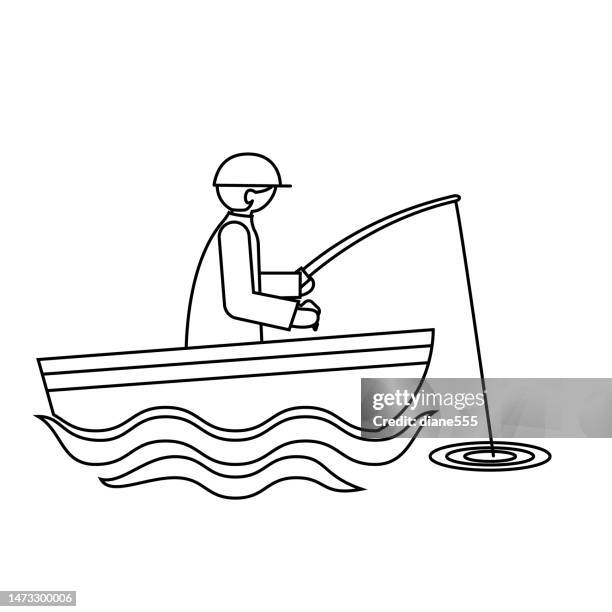 thin line fishing icon on a transparent background - boat logo stock illustrations