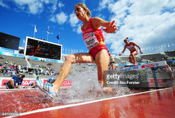Diana Martin of Spain competes in the Women's 3000 metres Steeplechase Semi Finals during day two of the 21st European Athletics Championships at the...