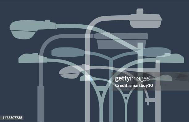 stockillustraties, clipart, cartoons en iconen met street lighting - photopollution