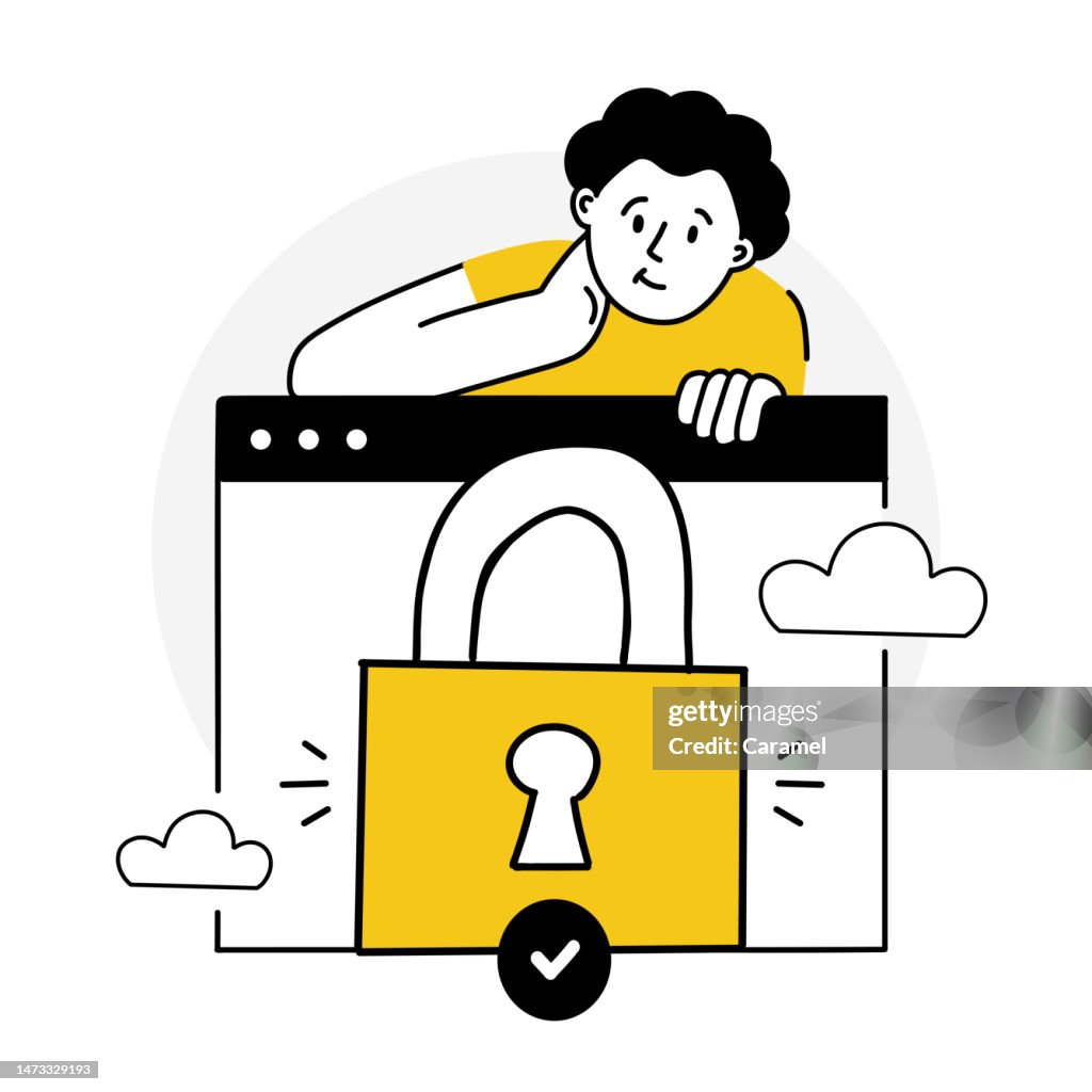 Data Security Cartoon Illustration High-Res Vector Graphic - Getty Images