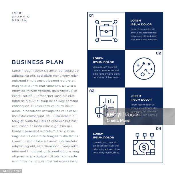 ilustraciones, imágenes clip art, dibujos animados e iconos de stock de diseño de plantillas de infografía del plan de negocios - business model strategy