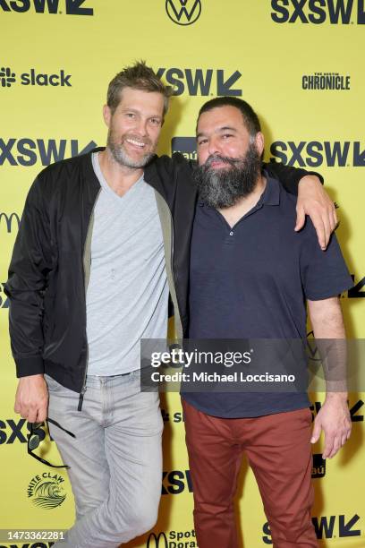 Geoff Stults and Andrew Miano attend the "If You Were the Last" world premiere during 2023 SXSW Conference and Festivals at Stateside Theater on...