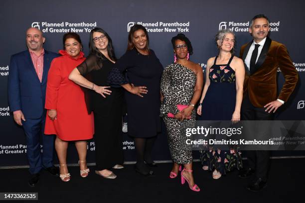 Keith Corso, Lisa Williams, Wendy Stark, Letitia James, Dawn McClary, Gillian Dean, and Dipal Shah attend Planned Parenthood's New York Spring...