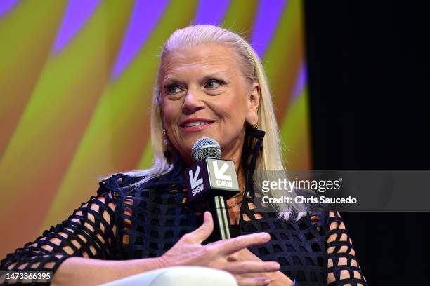 Ginni Rometty speaks onstage at "Featured Speaker: Leading with Good Power" during the 2023 SXSW Conference and Festivals at Hilton Austin on March...