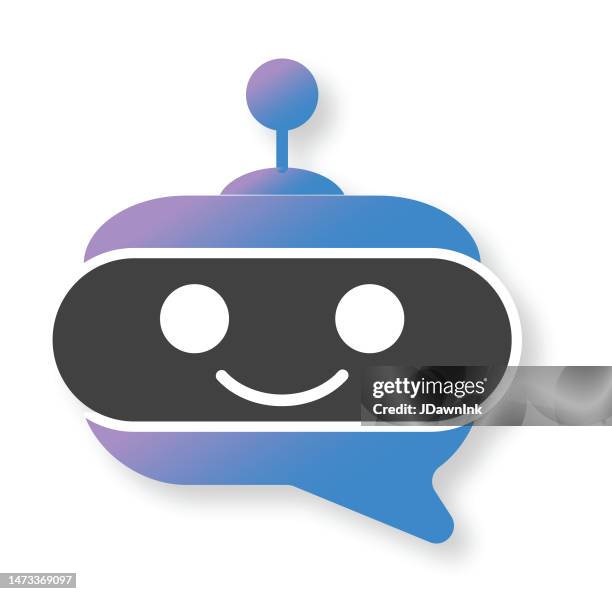 chat bot virtual assistant in speech bubble concept icon on white background - virtual assistant stock illustrations