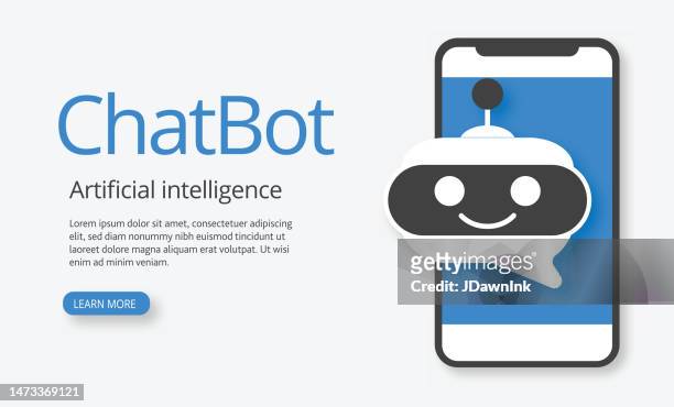 ilustrações, clipart, desenhos animados e ícones de layout do modelo de banner da web do assistente virtual do chat bot com conceito de tela do dispositivo - assistant