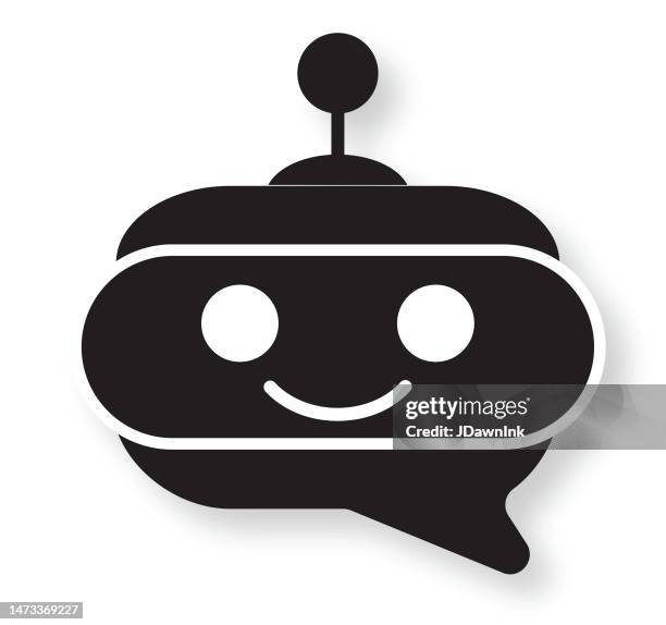 chat bot virtual assistant in speech bubble concept icon on white background - speech recognition stock illustrations
