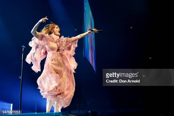 Florence Welch of Florence and The Machine performs at Qudos Bank Arena on March 13, 2023 in Sydney, Australia.