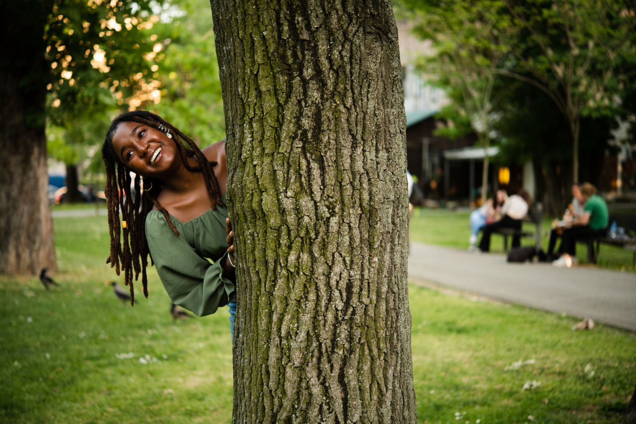 Portrait of a beautiful African American girl having fun in the park Portrait of a beautiful African American girl having fun in the park
