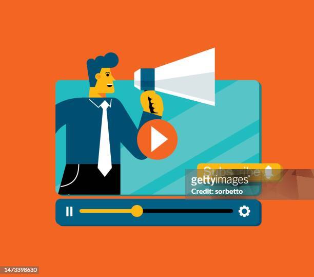 video subscription - businessman - social networking and blogging website twitter stock illustrations