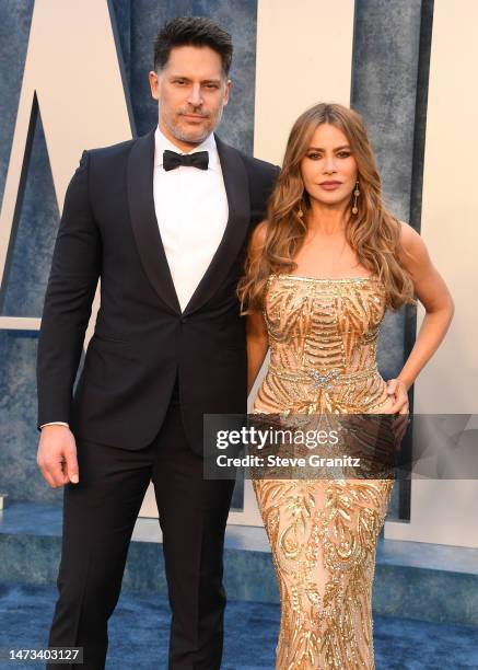 Sofía Vergara, Joe Manganiello arrives at the Vanity Fair Oscar Party Hosted By Radhika Jones at Wallis Annenberg Center for the Performing Arts on...