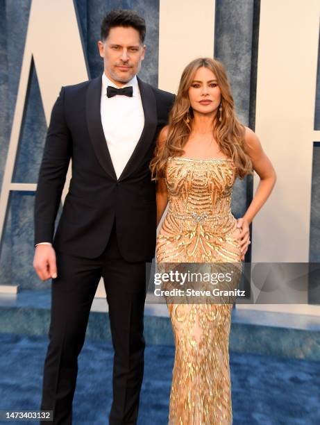 Sofía Vergara, Joe Manganiello arrives at the Vanity Fair Oscar Party Hosted By Radhika Jones at Wallis Annenberg Center for the Performing Arts on...