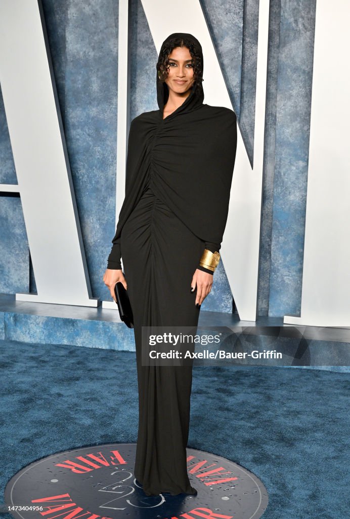 Imaan Hammam attends the 2023 Vanity Fair Oscar Party hosted by