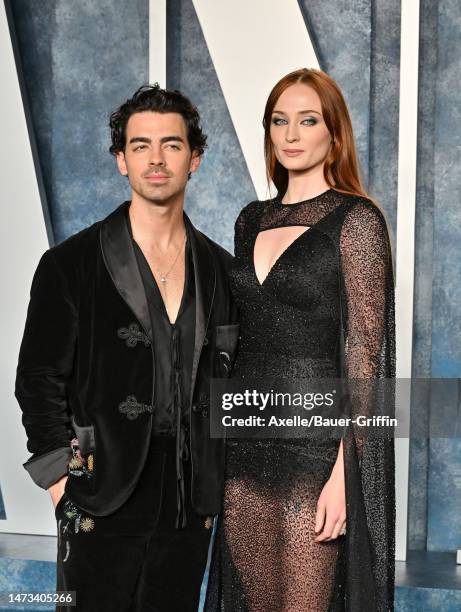 Joe Jonas and Sophie Turner attend the 2023 Vanity Fair Oscar Party hosted by Radhika Jones at Wallis Annenberg Center for the Performing Arts on...