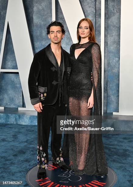 Joe Jonas and Sophie Turner attend the 2023 Vanity Fair Oscar Party hosted by Radhika Jones at Wallis Annenberg Center for the Performing Arts on...