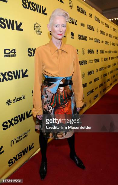 Tilda Swinton attends the screening of "Problemista" during the 2023 SXSW conference and festival - Day 4 at the Paramount Theatre on March 13, 2023...