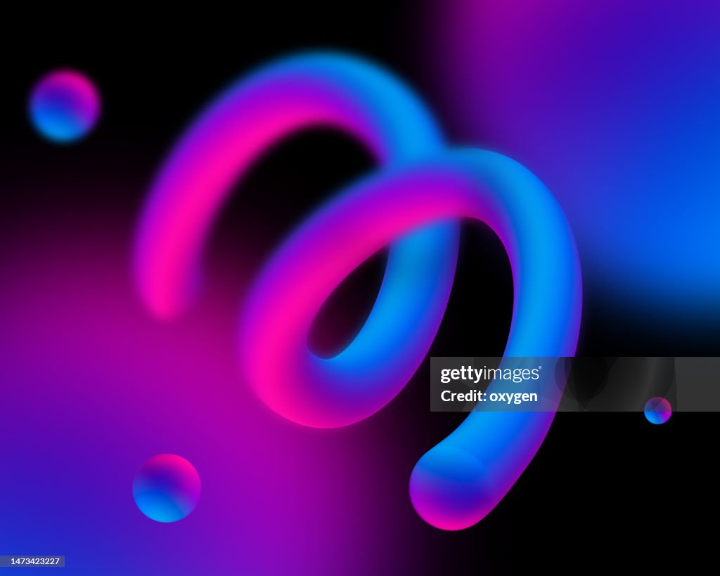 Abstract Blured Swirl Helix Motion Curve Soft Shape on Ultra Violet Black Background