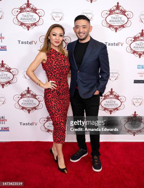 Chef Kathy Fang and author Caleb Sima attend the 14th Annual Taste Awards at the Writers Guild Theater on March 13, 2023 in Beverly Hills, California.