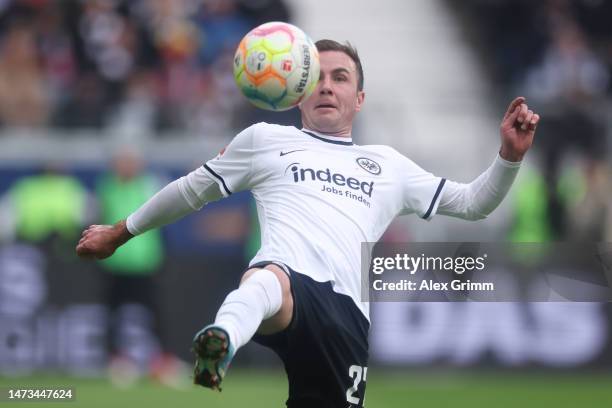 Mario Goetze of Eintracht Frankfurt controls the ball during the Bundesliga match between Eintracht Frankfurt and VfB Stuttgart at Deutsche Bank Park...