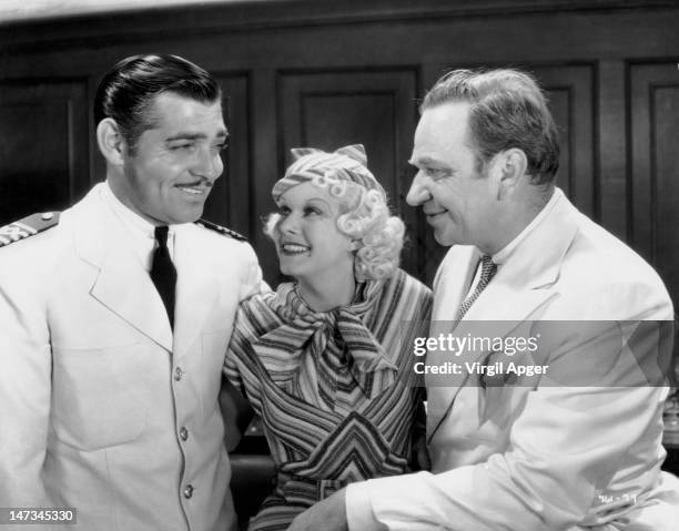 Clark Gable , Jean Harlow and Wallace Beery as they appear in 'China Seas', directed by Tay Garnett, 20th April 1935.