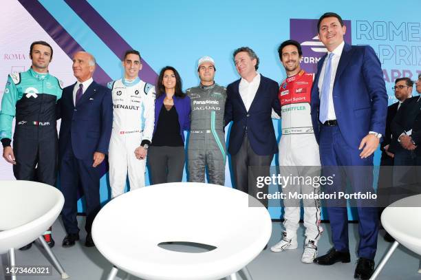 Italian racing driver Luca Filippi, President Automobile Club Italia Angelo Sticchi Damiani, Swiss racing driver Sebastien Buemi, Mayor of Rome...