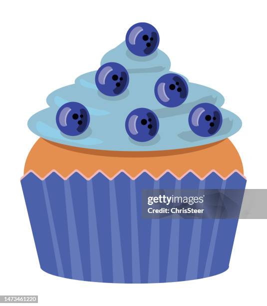 blueberry cupcake - blueberry pie stock illustrations