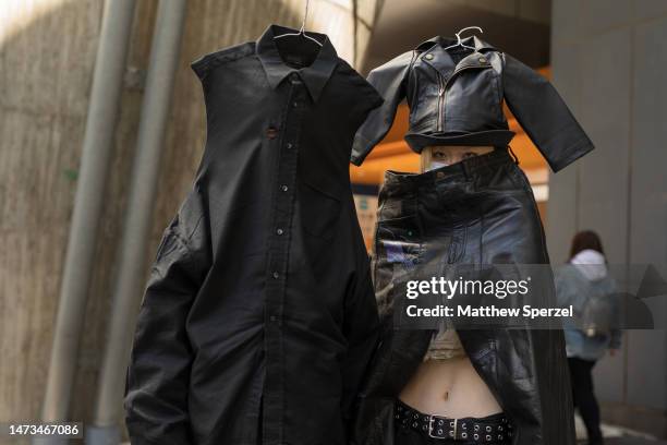 Guests are seen wearing custom self-made outfits attending Seivson in Shibuya at Rakuten Fashion Week TOKYO 2023 A/W on March 14, 2023 in Tokyo,...