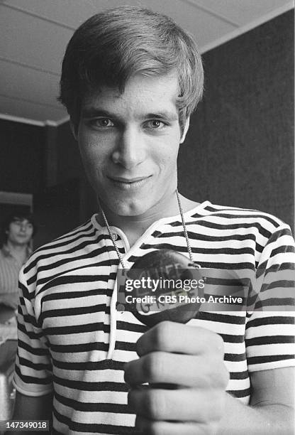 Cast member Don Grady has a four-piece combo band called 'Don Grady's Greefs.' Don displays a badge as Chief Greef. Image dated May 17, 1966.