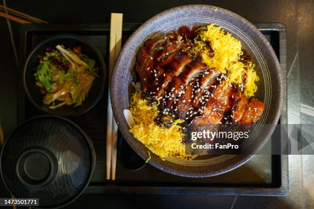japanese unagi rice - comida-japonesa imagens e fotografias de stock