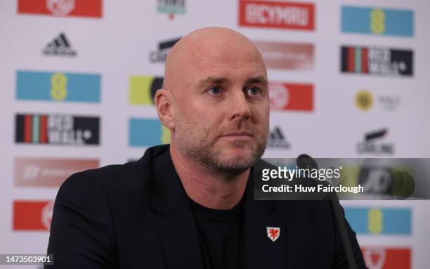 Wales Manager Rob Page announces the Men's FAW squad ahead of the UEFA Euros Qualifiers 2024 at St Fagan's Museum on March 14, 2023 in Cardiff, Wales.