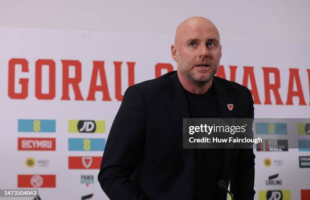 Wales Manager Rob Page announces the Men's FAW squad ahead of the UEFA Euros Qualifiers 2024 at St Fagan's Museum on March 14, 2023 in Cardiff, Wales.