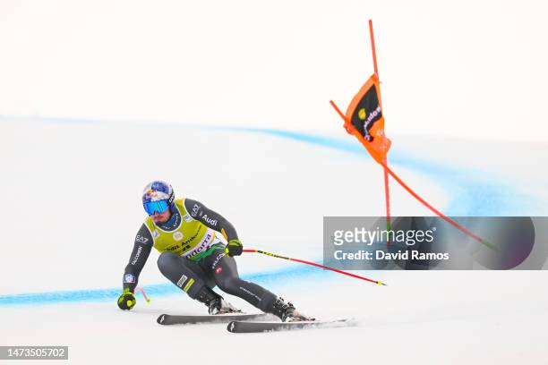 Dominik Paris of Italy in action during Men's Downhill training on day two of the Audi FIS Alpine Ski World Cup Finals on March 14, 2023 in Soldeu...