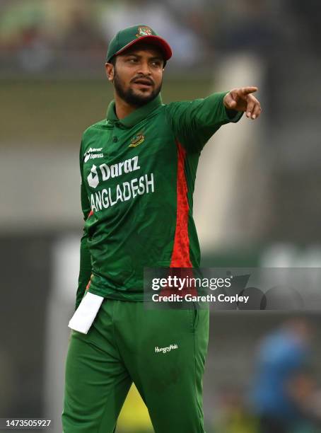 Shakib Al Hasan of Bangladesh during the 3rd T20 International match between Bangladesh and England at Sher-e-Bangla National Cricket Stadium on...