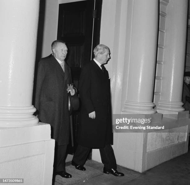 West German Chancellor Konrad Adenauer and British Prime Minister Harold Macmillan pictured in London on February 22nd, 1961.
