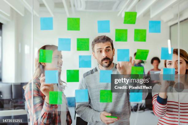 sticky note planning - sticky-notes-covering-computer-monitor stock pictures, royalty-free photos & images