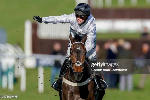Nico de Boinville riding Constitution Hill win The Unibet Champion Hurdle Challenge Trophy during day one of the Cheltenham Festival 2023 at...