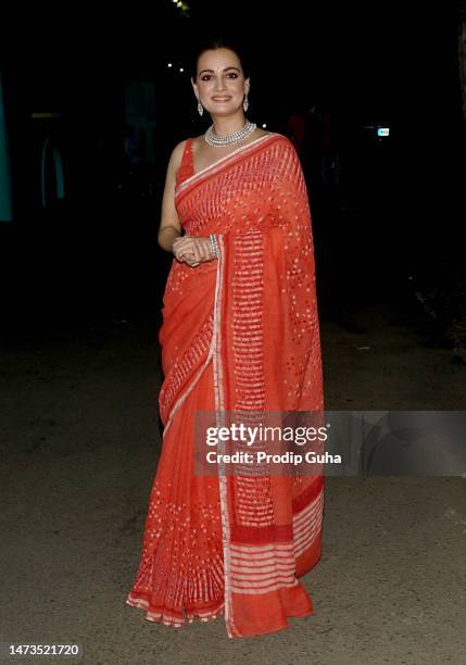 Dia Mirza attends the 'Bheed' film photocall on March 14, 2023 in Mumbai, India