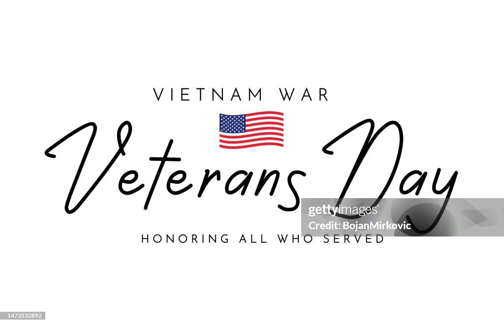 Vietnam War Veterans Day poster, card with USA flag. Vector