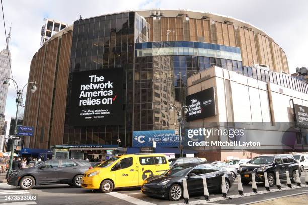 Exterior view of Madison Square Garden before the Big East Basketball Tournament Championship between the Marquette Golden Eagles and the Xavier...