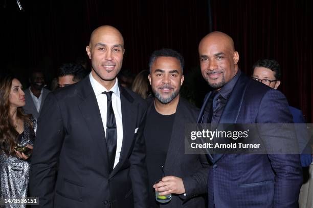 Pat Kodjoe, Patrick Owomoyela and Boris Kodjoe attend Boris Kodjoe's 50th Birthday Party at Hotel Bel-Air on March 11, 2023 in Los Angeles,...