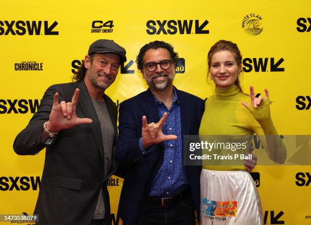 Troy Kotsur, John Papola and Emma Westenberg attend "Featured Session: Daddy Issues in Film with Troy Kotsur" during the 2023 SXSW Conference and...