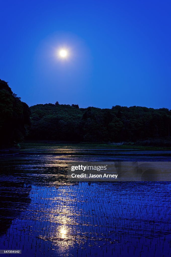 Moon in blue sky