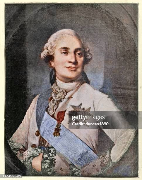 louis xvi was the last king of france before the fall of the monarchy during the french revolution - king portrait painting stock illustrations