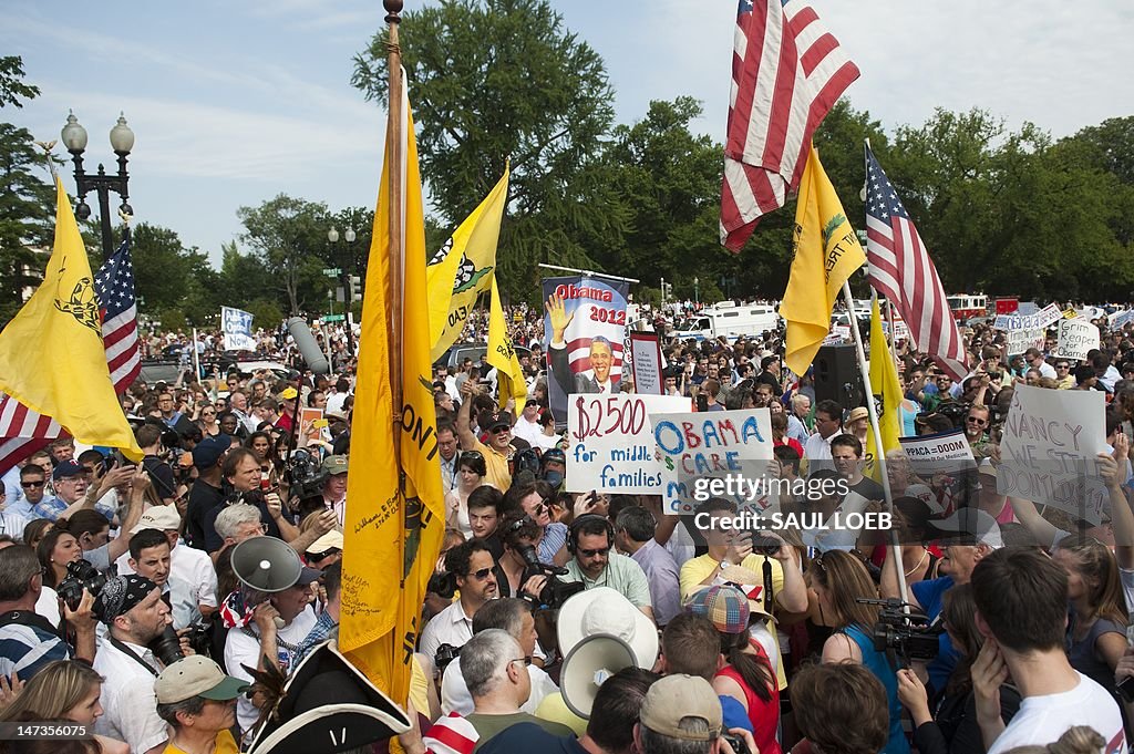 Tea Party protesters demonstrate against