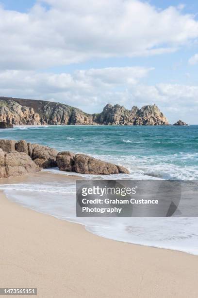 porthcurno, cornwall - lands end cornwall stock pictures, royalty-free photos & images