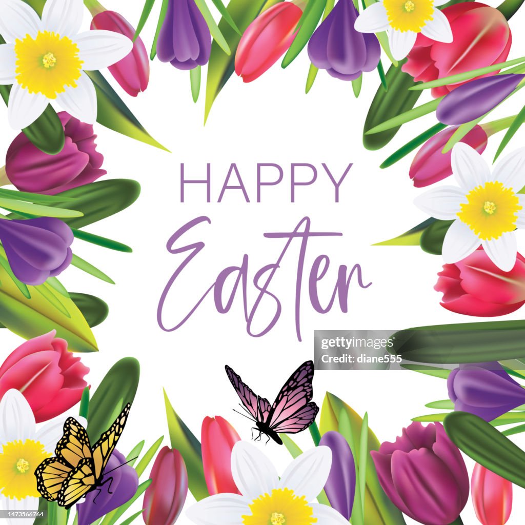 Spring Easter Footer Easter Border With Spring Flowers High-Res Vector Graphic - Getty Images