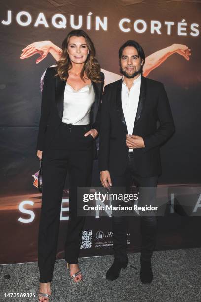 Spanish model Mar Flores and Spanish artist and dancer Joaquin Cortes attend the Joaquín Cortés show photocall at Teatro Real on March 14, 2023 in...