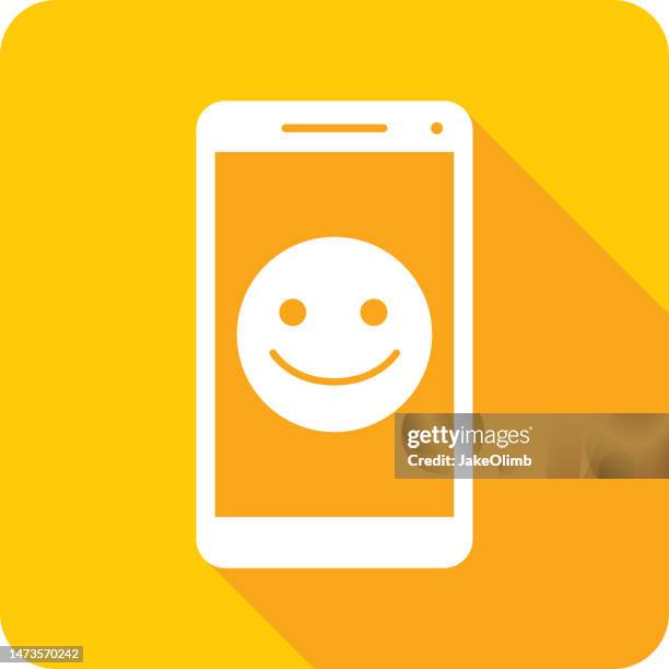 smiley face smartphone icon silhouette 1 - smiley face emoticon stock illustrations