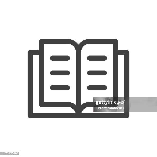 book, education line vector icon on white background. editable stroke. pixel perfect. for mobile and web. outline vector graphics. - literature review icon stock illustrations