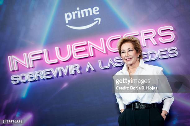 Ana Rosa Quintana attends the premiere of "Influencers: Sobrevivir A Las Redes" at Cine Yelmo Luxury Palafox on March 14, 2023 in Madrid, Spain.